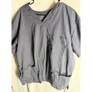 Cherokee Workwear Scrub‎ Top Womens 2XL Gray V-Neck Stretch Professionals